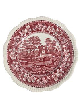 Copeland Spodes Tower Dinner Plate Pink 10.5 Made in England VTG Transferware
